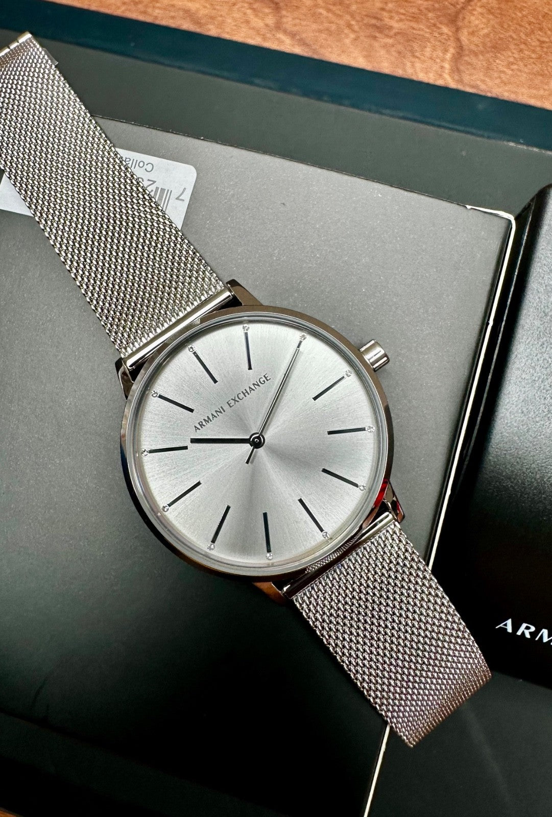 Armani Exchange Lola AX5535 Women's Three-Hand Watch, Silver Mesh – photo 6