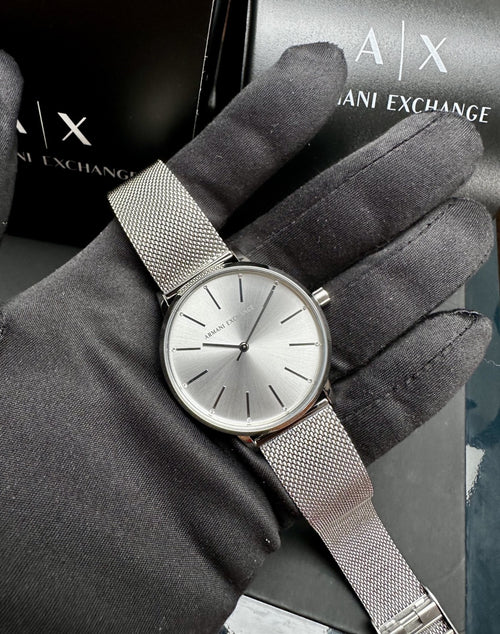 Armani Exchange Lola AX5535 Women's Three-Hand Watch, Silver Mesh – photo 2