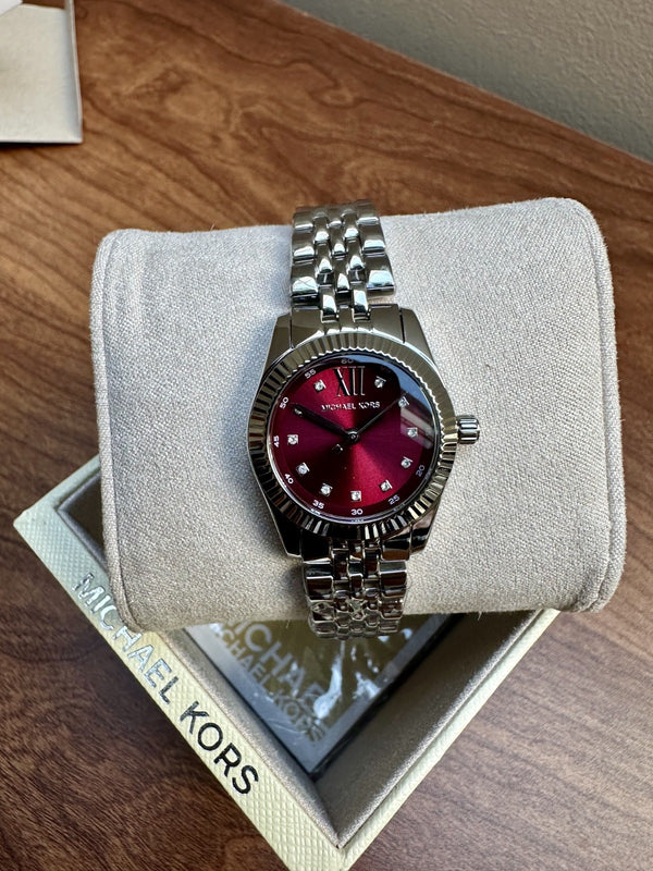 Michael Kors Lexington Petite MK4968 Women’s Watch – Red & Silver, 26 mm