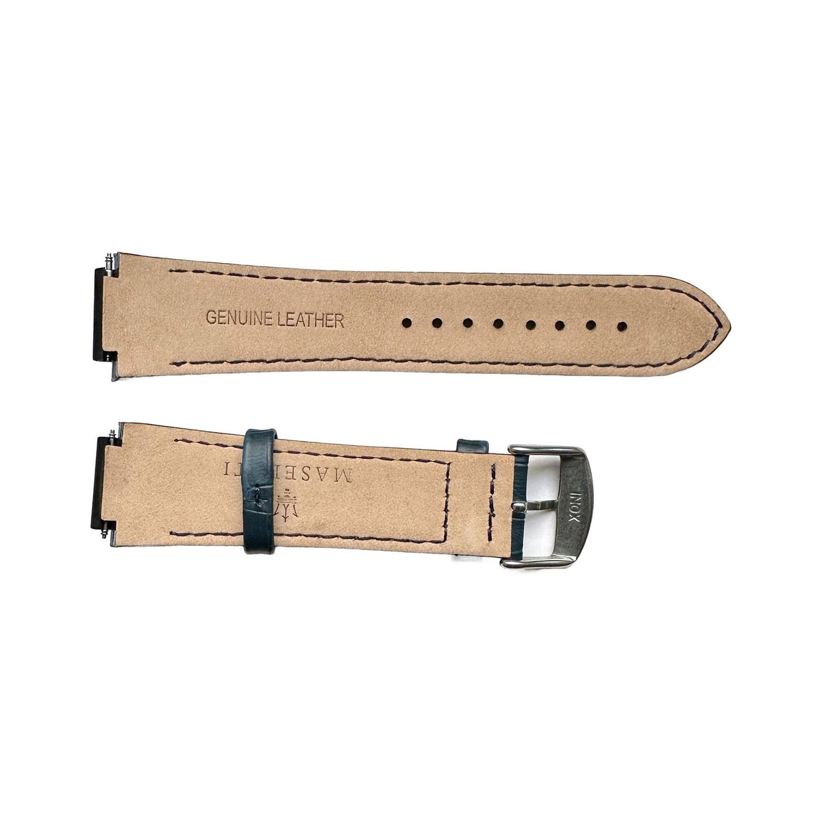 Maserati Potenza R8851108035 leather strap – reverse with Maserati and Genuine Leather stamps